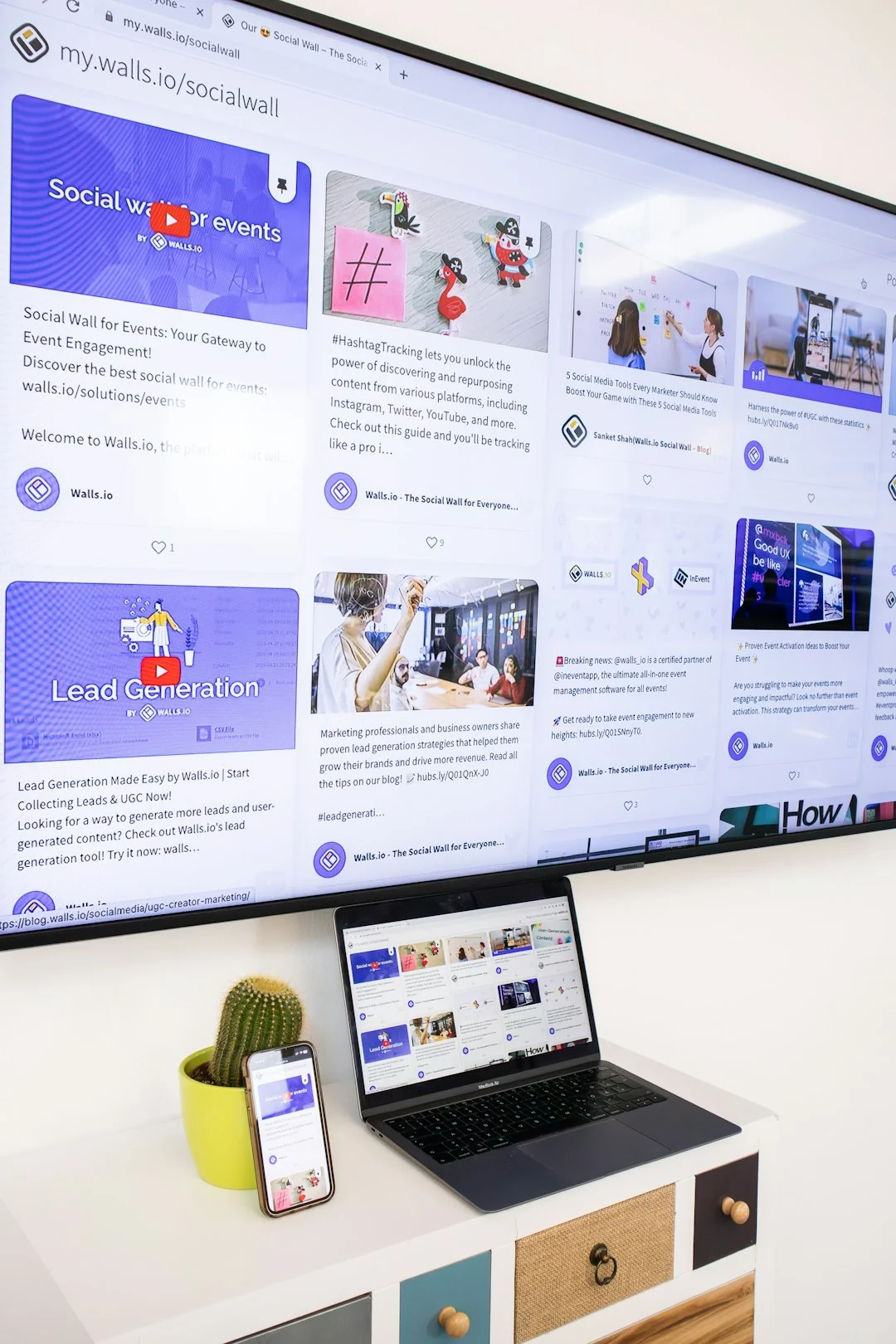creative High-angle view of a stylish work desk featuring dual monitors, keyboard, mouse, and modern accessories.